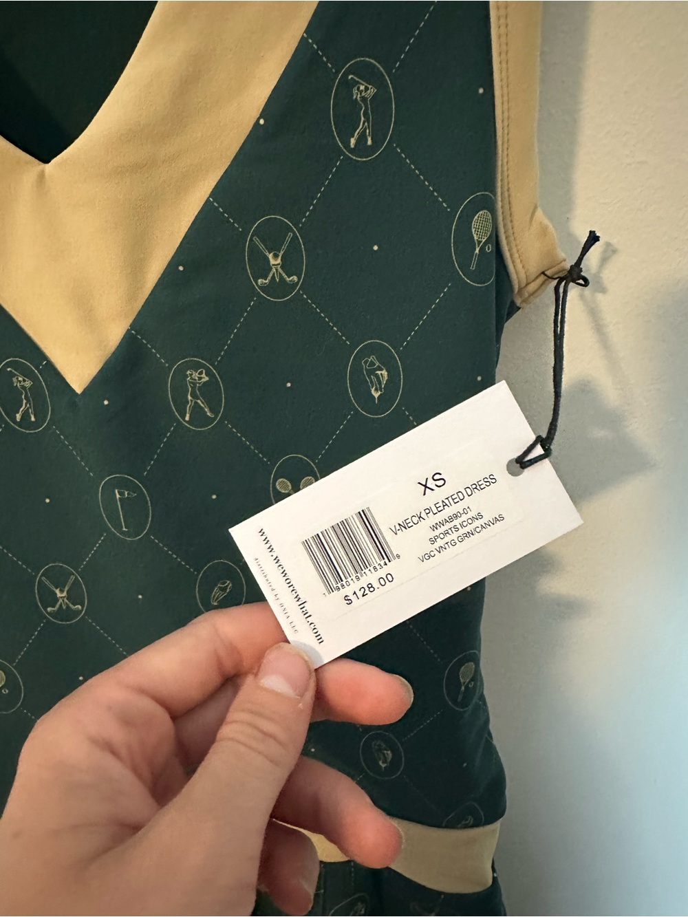 NWT We Wore What pleated tennis dress green cream extra small - Picture 3 of 4